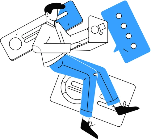 Man working on business analysis  Illustration