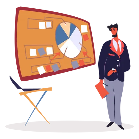 Man working on business analytics  Illustration