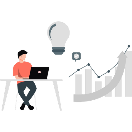 Man working on business development  Illustration