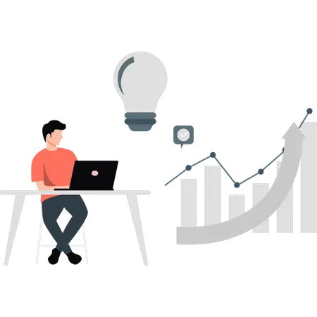 Man working on business development  Illustration