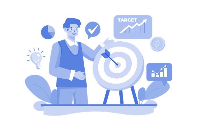 Man working on business goal  Illustration