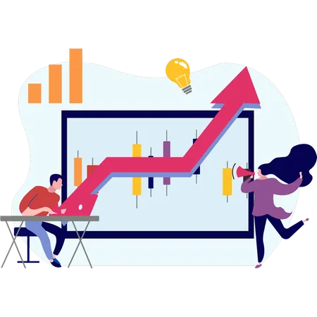 Man working on business growth  Illustration