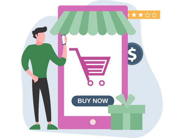 Man working on Business Marketing  Illustration