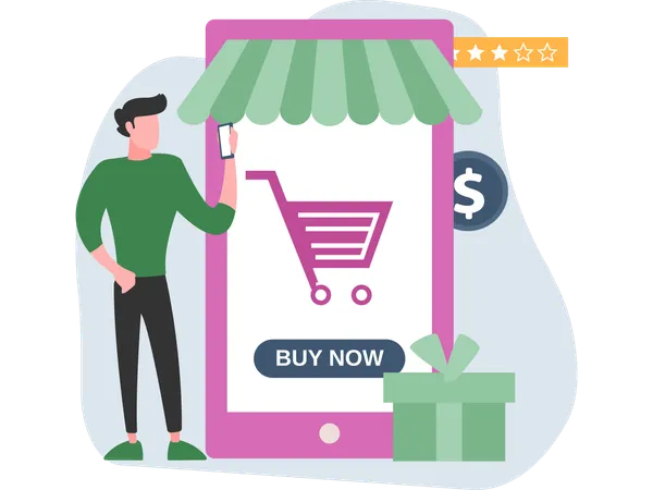 Man working on Business Marketing  Illustration