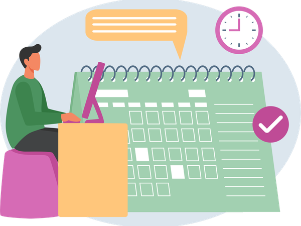 Man working on business schedule  Illustration