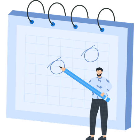 Man working on business scheduling  Illustration