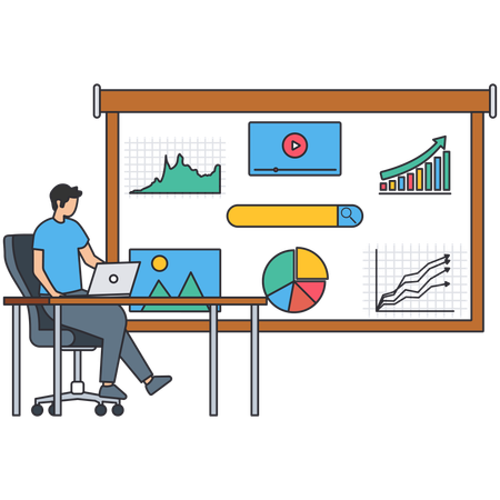 Man working on business startup  Illustration