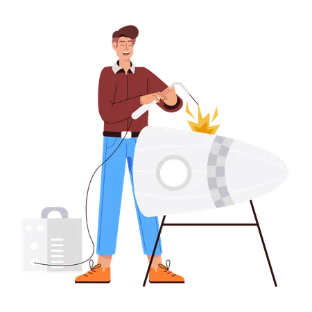 Man Working on Business Startup  Illustration