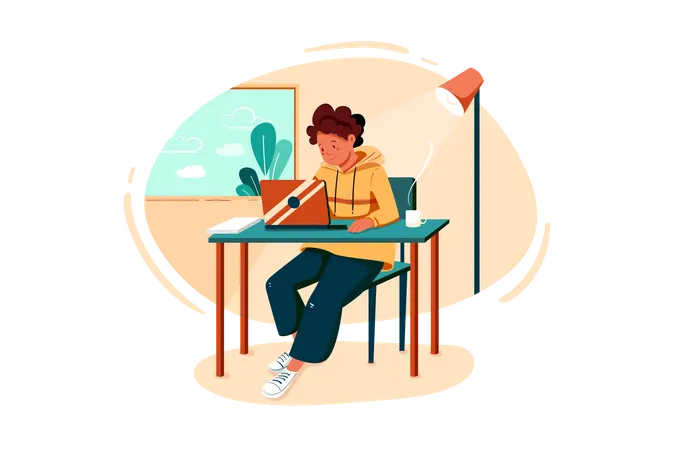 Man working on business strategy Illustration