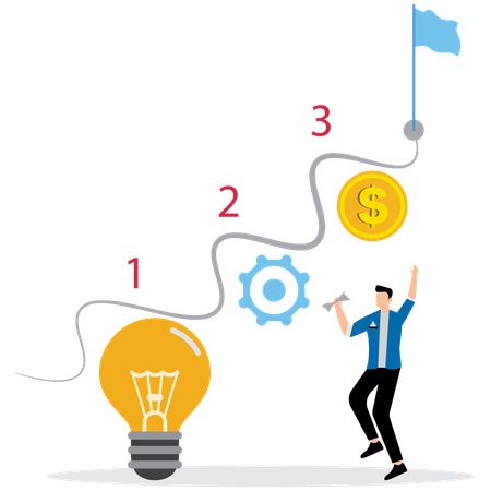 Man working on Business Strategy Planning  Illustration