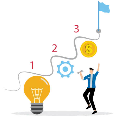 Man working on Business Strategy Planning  Illustration