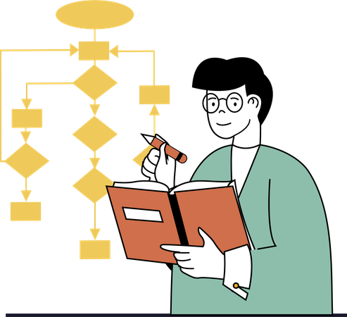 Man working on business structure  Illustration