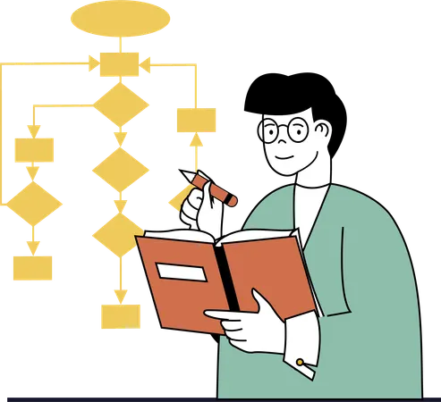 Man working on business structure  Illustration