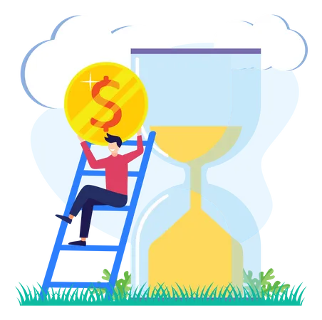 Man working on business time management  Illustration