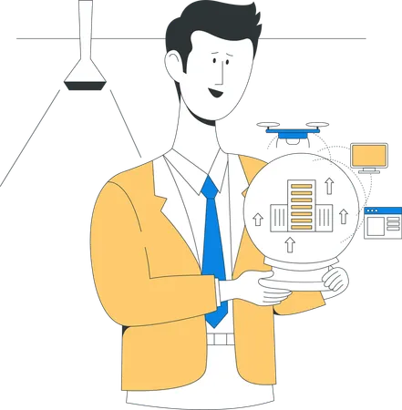 Man working on business transformation  Illustration