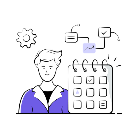 Man working on calendar Workflow  Illustration