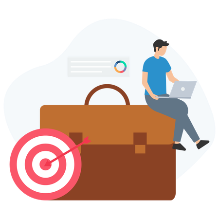 Man working on Career Target  Illustration