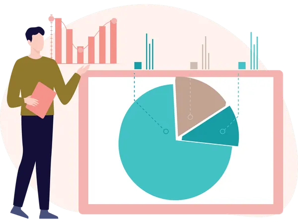 Man working on Chart analysis  Illustration