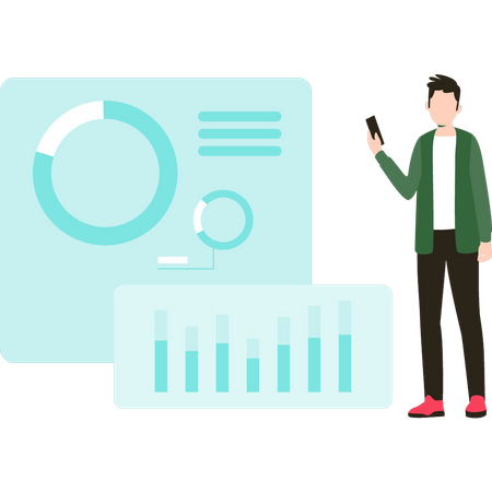 Man working on chart  Illustration