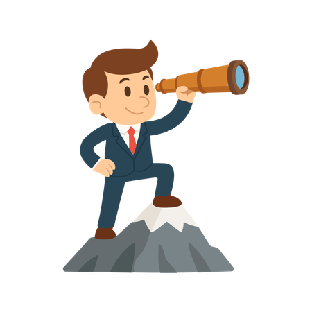 Man working on Clear Inspiring Leadership Future Outlook  Illustration