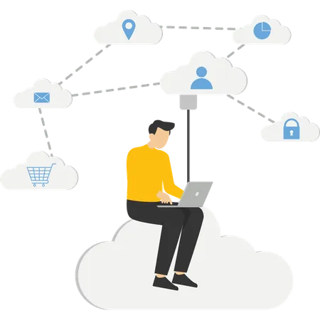 Cloud Computing Cloud Connection Online Data Transfer IOT Abstract Concept Illustration