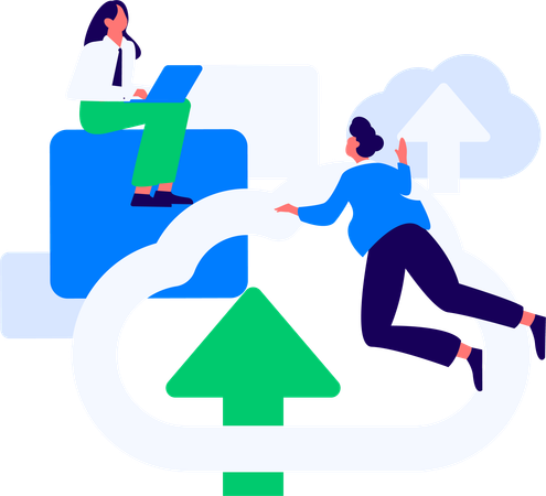 Man working on cloud data management  Illustration