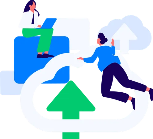 Man working on cloud data management  Illustration