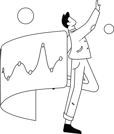 Man working on cloud data management  Illustration