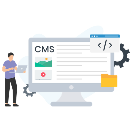 Man working on cms details  Illustration