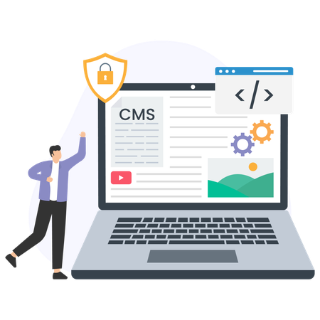 Man working on cms protection  Illustration