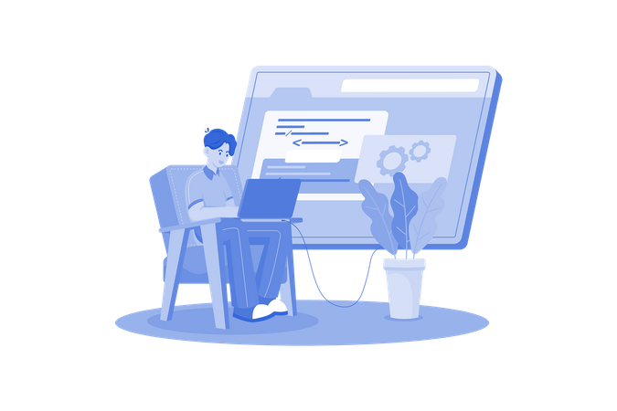 Man working on Code Optimization  Illustration