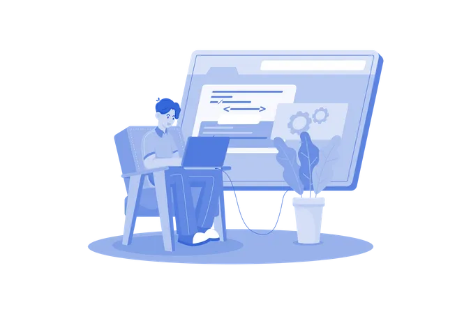 Man working on Code Optimization  Illustration