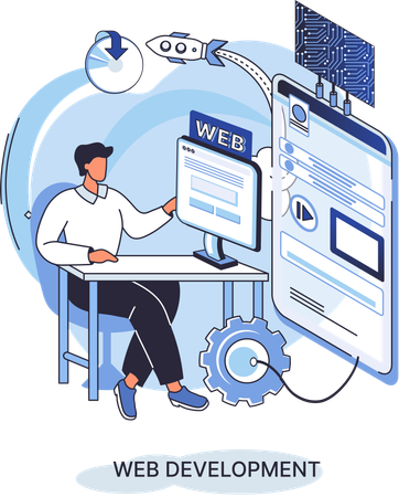 Man working on coding and programming  Illustration