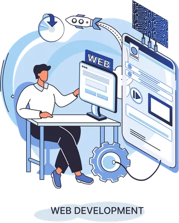 Man working on coding and programming  Illustration