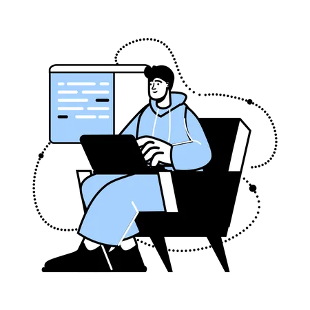 Man working on coding  Illustration