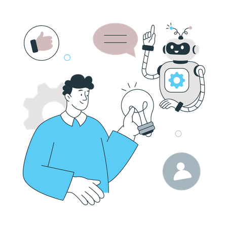Man working on Collaborative Automation  Illustration