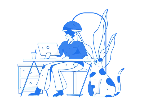 Man working on computer  Illustration