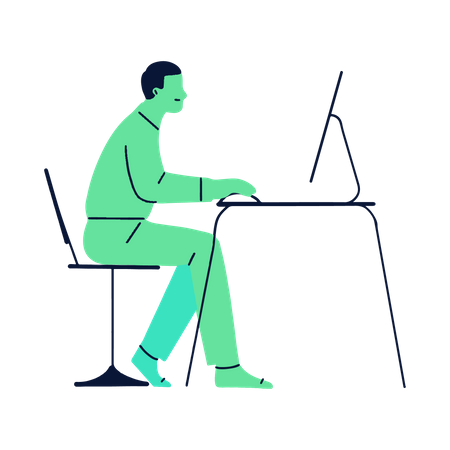 Man working on computer Illustration