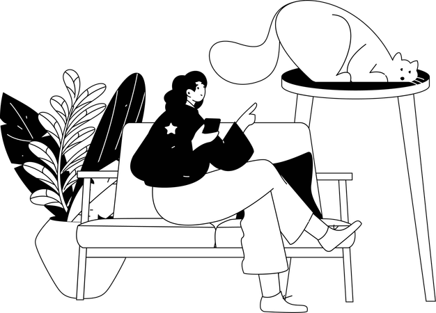 Man working on computer and beard man reading book  Illustration