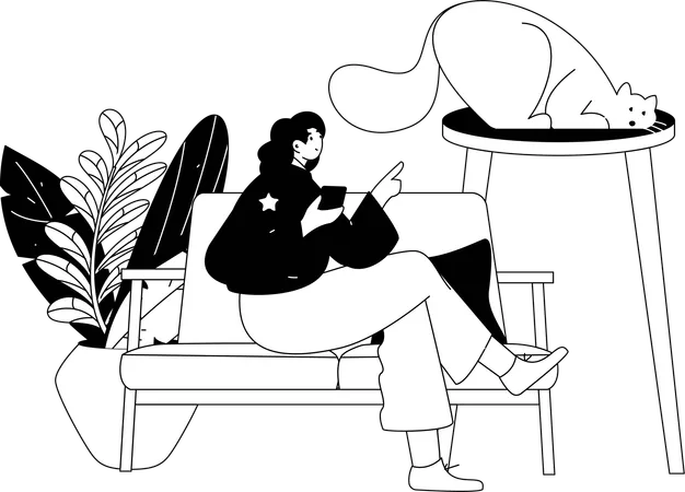 Man working on computer and beard man reading book  Illustration