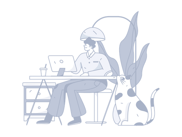 Man working on computer  Illustration