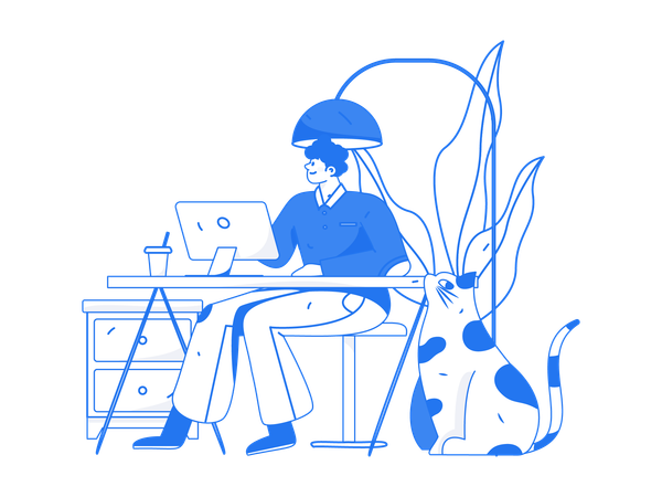 Man working on computer  Illustration