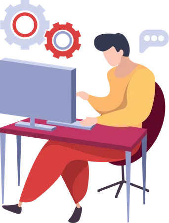 Man working on computer  Illustration