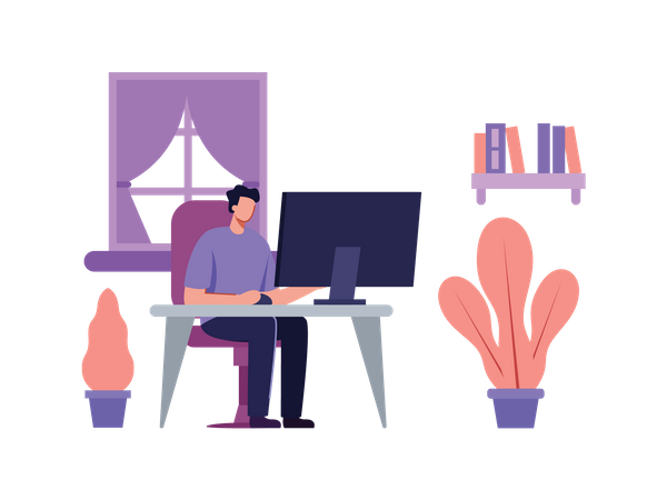 Man working on computer  Illustration
