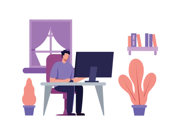 Man working on computer  Illustration