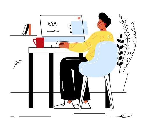 Man working on computer  Illustration