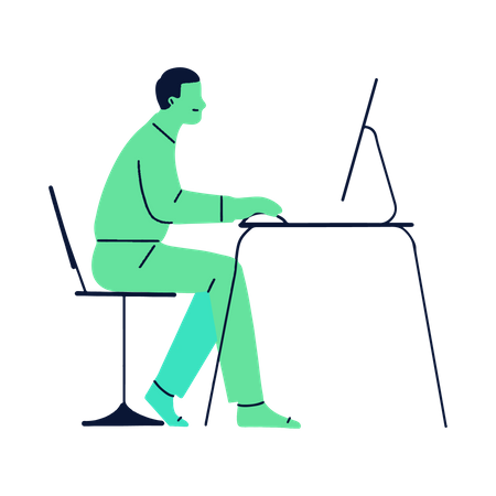 Man working on computer  Illustration