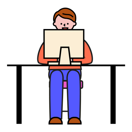 Man Working On Computer  Illustration