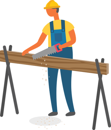 Man working on construction new item carpenter  Illustration