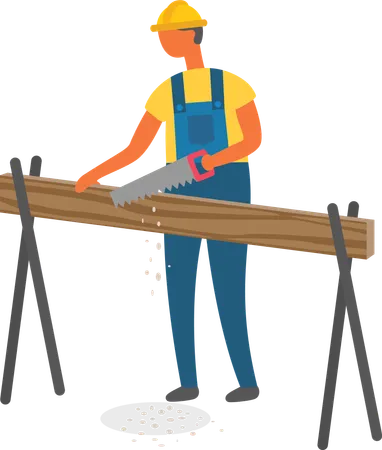 Man working on construction new item carpenter  Illustration